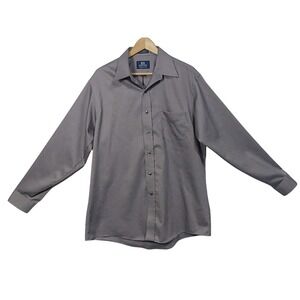 Sanford Wrikle-free 16 1/2 Solid Gray Button Up Long Sleeve Dress Shirt Mens